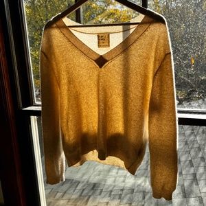 People's Republic of Cashmere - Women's Boxy V-Neck - Oatmilk - Small